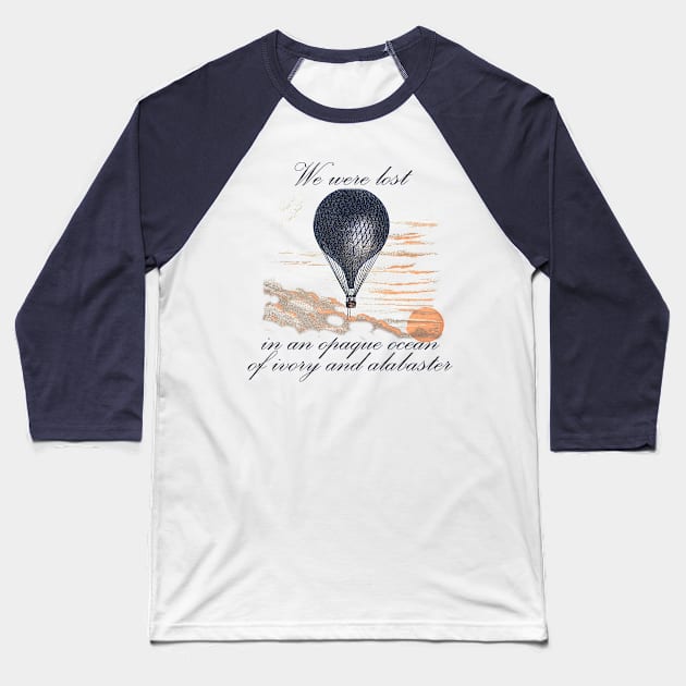 Lispe Hot Air Balloon Vintage Aeronauts Quote Baseball T-Shirt by Lispe